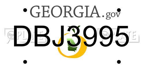 DBJ3995 Georgia License Plate