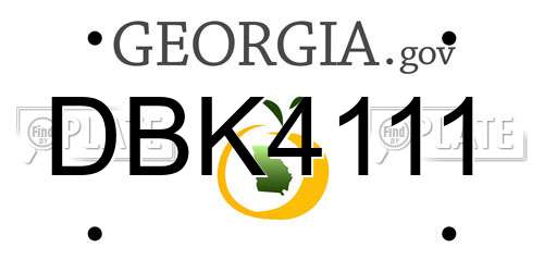 DBK4111 Georgia License Plate