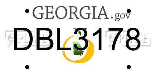 DBL3178 Georgia License Plate