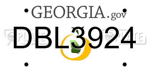 DBL3924 Georgia License Plate