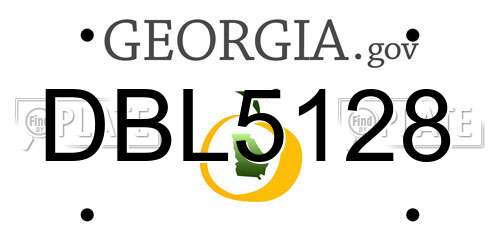 DBL5128 Georgia License Plate