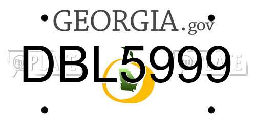 DBL5999 Georgia License Plate