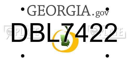 DBL7422 Georgia License Plate