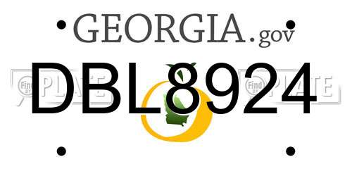 DBL8924 Georgia License Plate