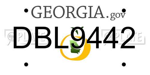 DBL9442 Georgia License Plate