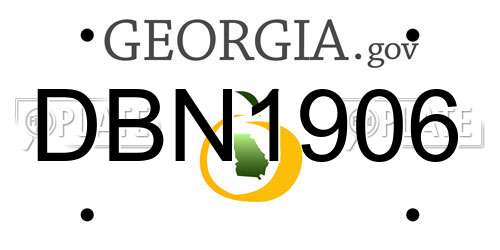 DBN1906 Georgia License Plate