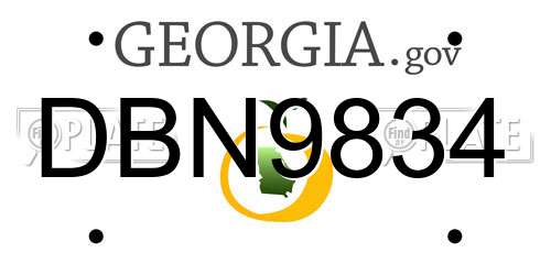 DBN9834 Georgia License Plate