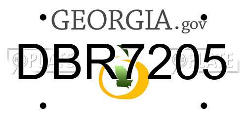 DBR7205 Georgia License Plate