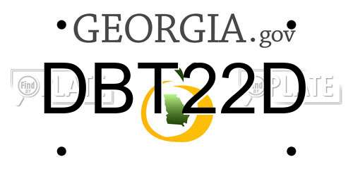 DBT22D Georgia License Plate