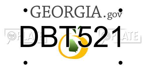 DBT521 Georgia License Plate