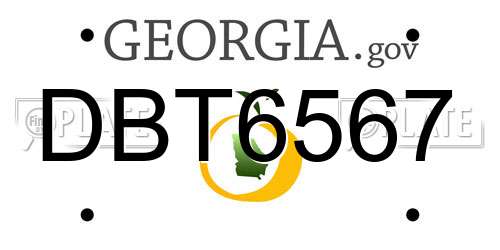 DBT6567 Georgia License Plate
