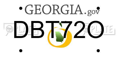 DBT72O Georgia License Plate