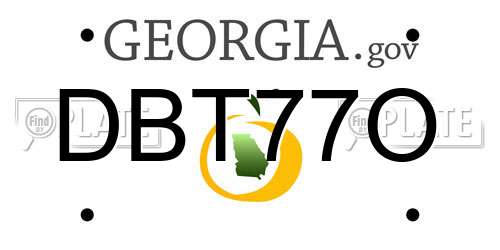 DBT77O Georgia License Plate