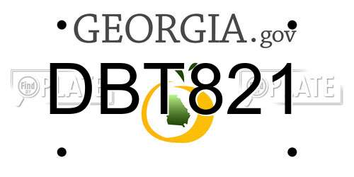 DBT821 Georgia License Plate