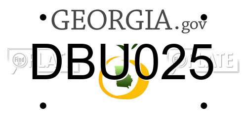 DBU025 Georgia License Plate