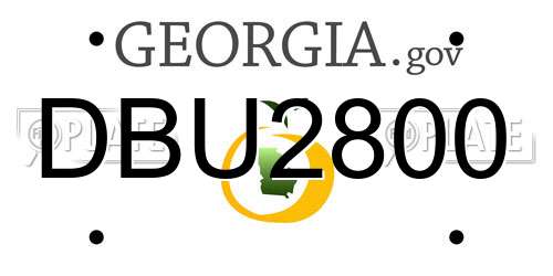 DBU2800 Georgia License Plate