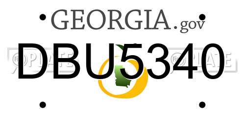 DBU5340 Georgia License Plate