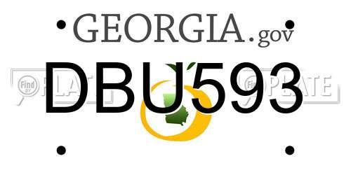DBU593 Georgia License Plate