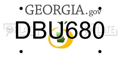 DBU680 Georgia License Plate