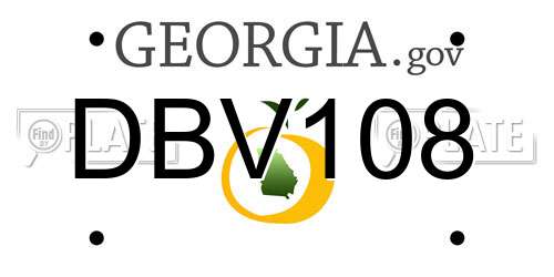 DBV108 Georgia License Plate