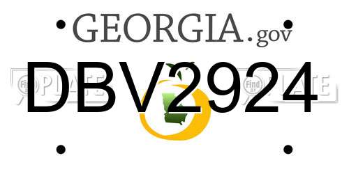 DBV2924 Georgia License Plate
