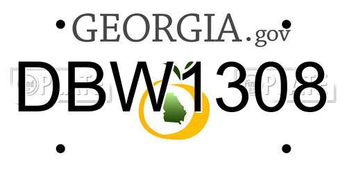 DBW1308 Georgia License Plate