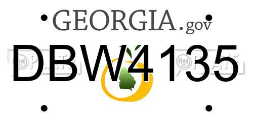 DBW4135 Georgia License Plate