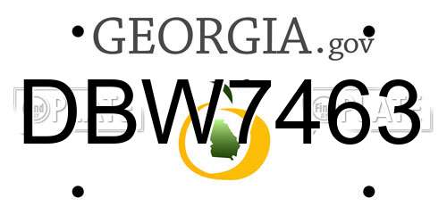 DBW7463 Georgia License Plate