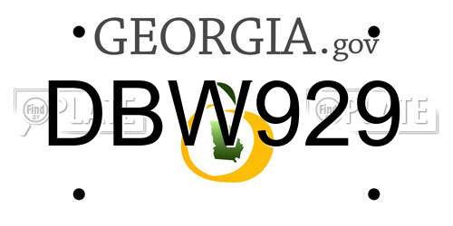 DBW929 Georgia License Plate