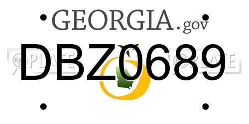 DBZ0689 Georgia License Plate
