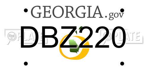 DBZ220 Georgia License Plate