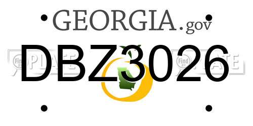 DBZ3026 Georgia License Plate