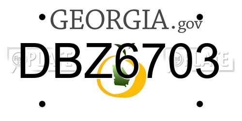 DBZ6703 Georgia License Plate