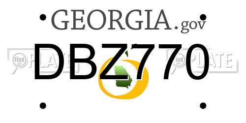 DBZ770 Georgia License Plate