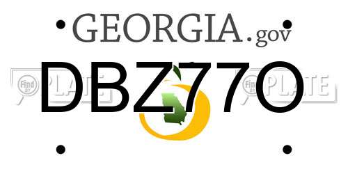 DBZ77O Georgia License Plate