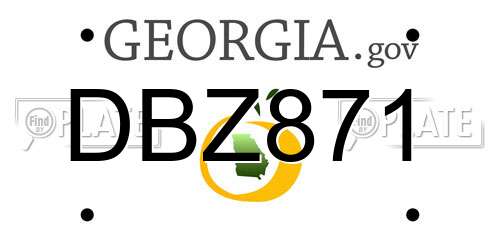 DBZ871 Georgia License Plate