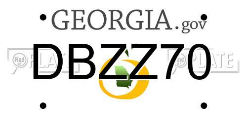 DBZZ70 Georgia License Plate