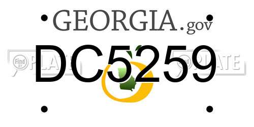 DC5259 Georgia License Plate