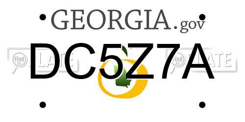 DC5Z7A Georgia License Plate