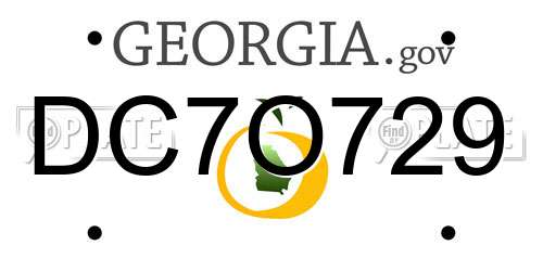 DC7O729 Georgia License Plate