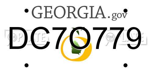 DC7O779 Georgia License Plate