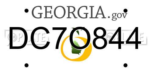 DC7O844 Georgia License Plate