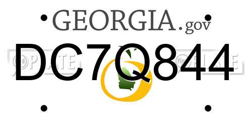 DC7Q844 Georgia License Plate