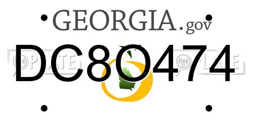 DC8O474 Georgia License Plate