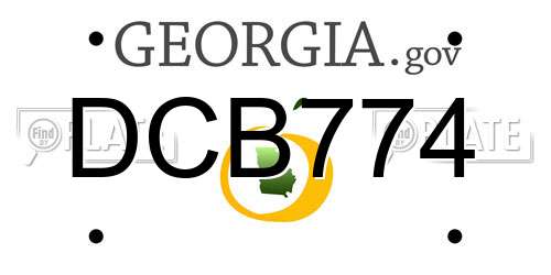 DCB774 Georgia License Plate
