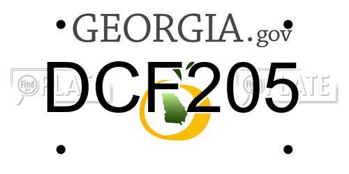 DCF205 Georgia License Plate