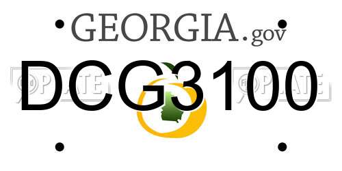 DCG3100 Georgia License Plate