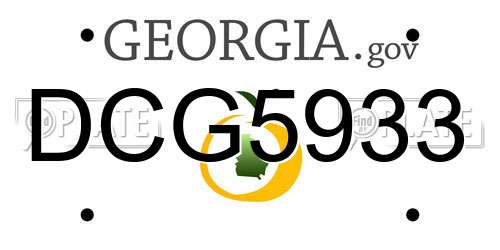 DCG5933 Georgia License Plate