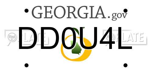 DD0U4L Georgia License Plate