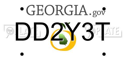 DD2Y3T Georgia License Plate